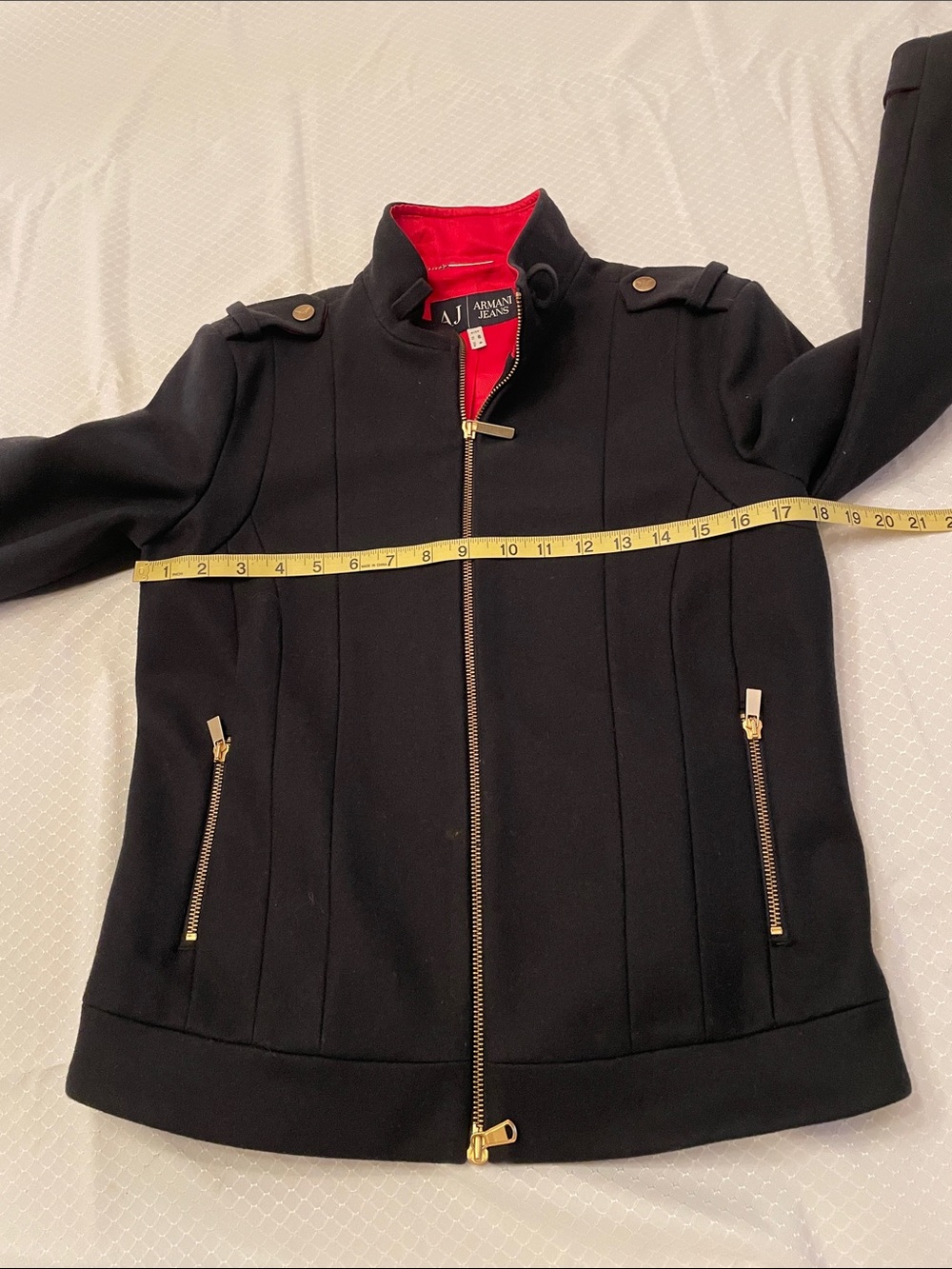 Armani Exchange Black Bomber Jacket with Red Lining